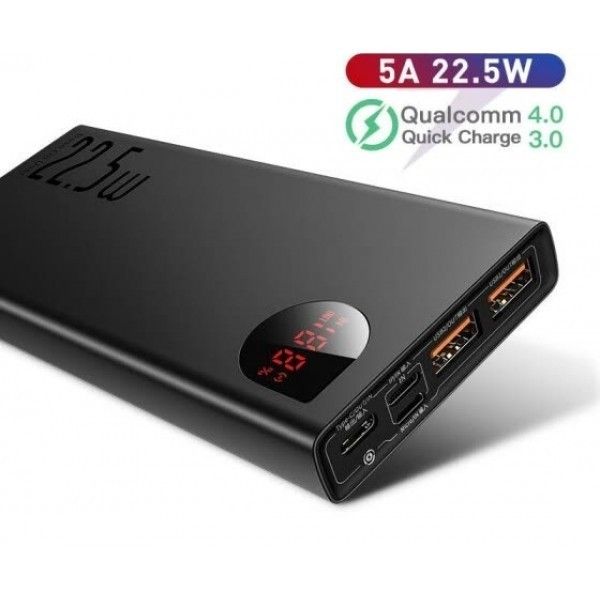 Baseus Adaman Metal Digital Display quick charge 10000 mAh 22.5W Black