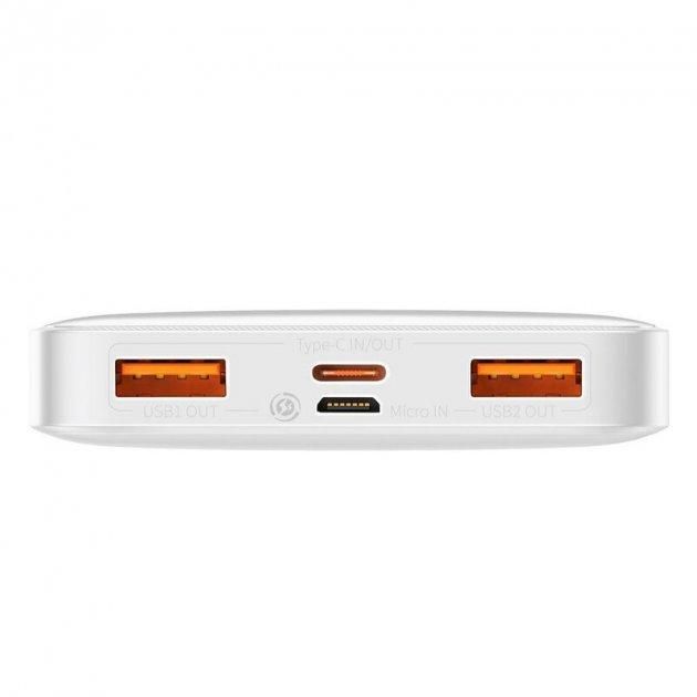 Power Bank Baseus Bipow PPDML-L02 White, 10000 mAh, QC3.0/PD/SCP, 20W, LED display