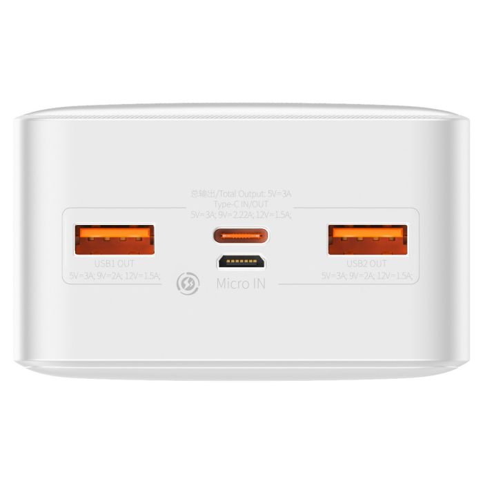 Baseus Bipow Digital Display (Overseas Edition) 30000 mAh 20W (QC3.0 PD) (PPBD050402) White