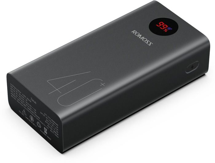 Romoss PEA40 Чорний на 40000 mAh/18 Вт + USB/Micro USB/Type C + QC3.0/PD