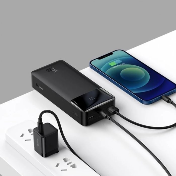 Baseus PPDML-K Bipow 15W 30000 mAh 2USB/1Type-C Чорний