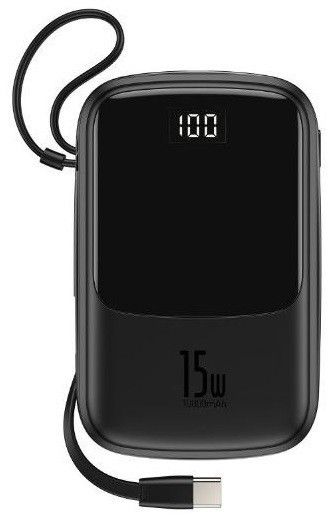 Павербанк BASEUS Qpow 10000mAh 15W+TypeC з підтримкою швидкої зарядки Black
