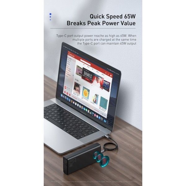 Baseus Amblight 30000 mAh 65W 6A з технологією QC3.0+PD3.0 + кабель Baseus Xiaobai Type-C