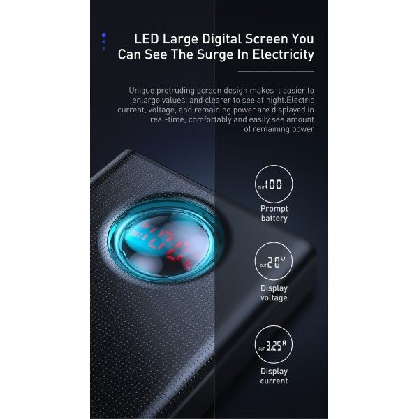 Baseus Amblight 30000 mAh 65W 6A з технологією QC3.0+PD3.0 + кабель Baseus Xiaobai Type-C