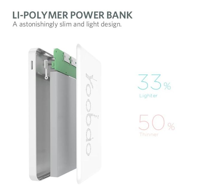 Yoobao KJ03 (10000 mAh, 2USB/1Type-C, з роз'ємом lightning, microUSB, 2.1А) - Блакитний