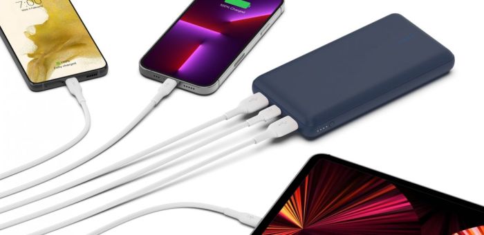 Belkin 20000 mAh, 15W, Dual USB-A, USB-C, blue