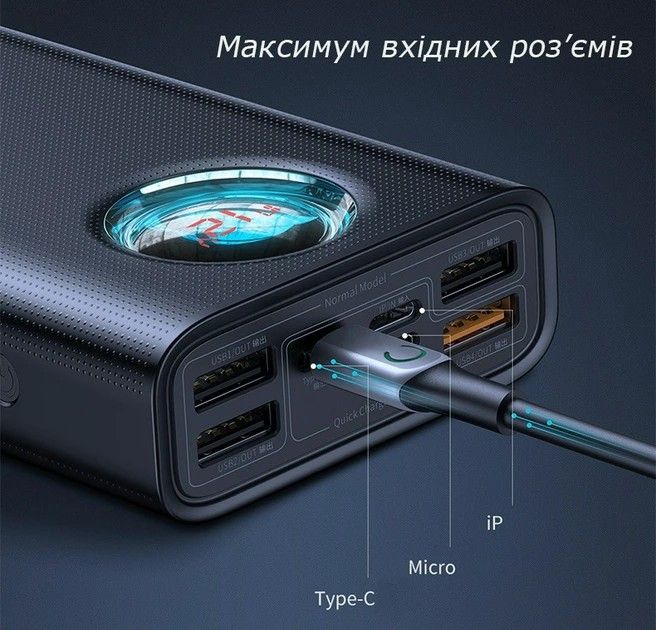 Baseus 30000 mAh 65W Black + Кабель PD Type-C 100W