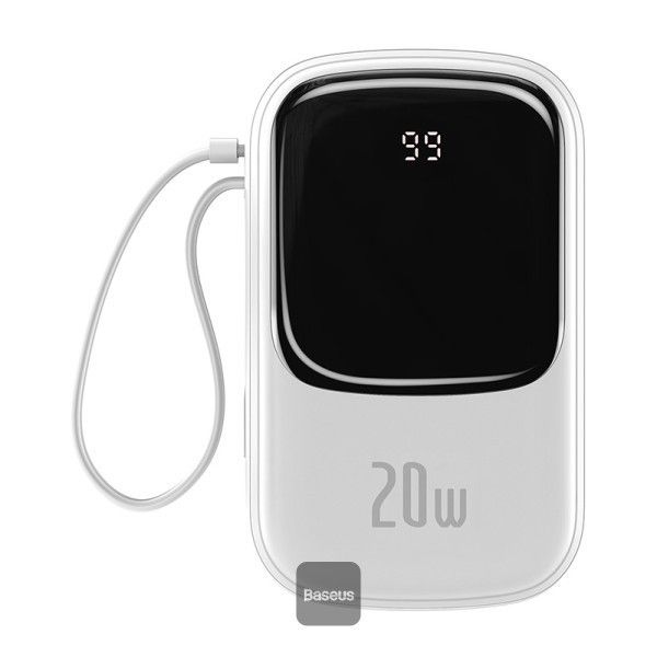 Baseus Qpow Pro + кабель USB to Type-C, 0.3 метра (3A, 20000 mAh, 22.5Вт, Type-C/USB-A/Lightning, QC 3.0) - Білий