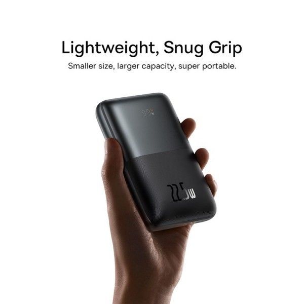 Baseus Bipow Pro + кабель USB to Type-C, 0.3 метра (3A, 20000 mAh, 22.5Вт, Type-C x 2 USB-A, QC 3.0) - Чорний