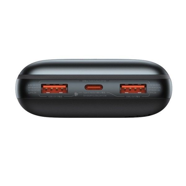 Baseus Bipow Pro + кабель USB to Type-C, 0.3 метра (3A, 20000 mAh, 22.5Вт, Type-C x 2 USB-A, QC 3.0) - Чорний