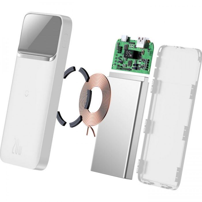 Baseus  Magnetic QI 10000 mAh, Білий