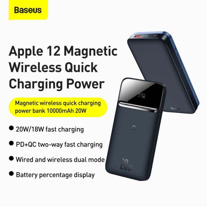 Baseus Magnetic Wireless 10000 mAh 20W USB / USB Type C, Black (PPCX010103)
