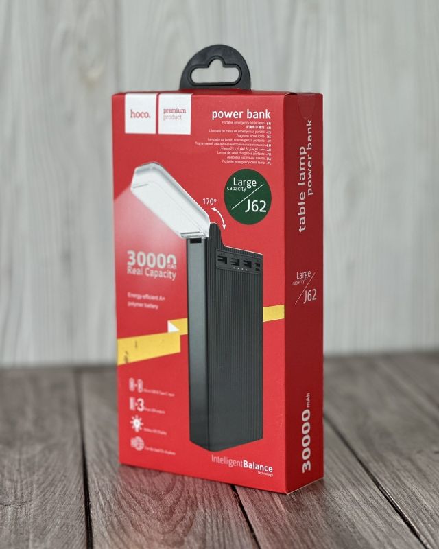 Hoco J62 30000 mAh з ліхтариком, швидка зарядка 22W (Black)