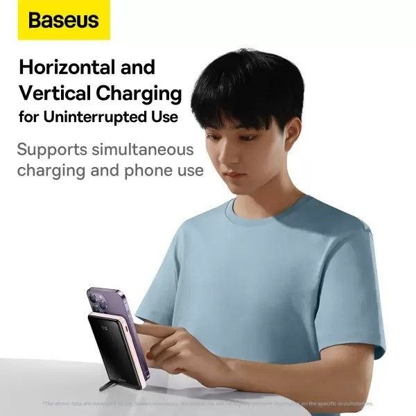 Baseus Magnetic Bracket Wireless Fast Charge 10000 mAh 20W 3A QC3.0+PD3.0 Pink (PPCX000204)