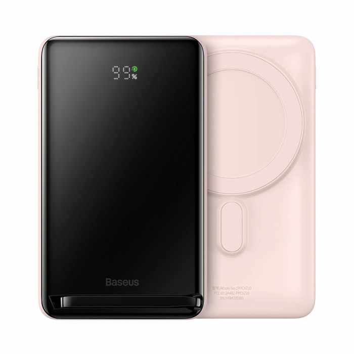 Baseus Magnetic Bracket Wireless Fast Charge 10000 mAh 20W Швидка зарядка 3A QC3.0+PD3.0 Беспровідна зарядка Pink (PPCX000204)
