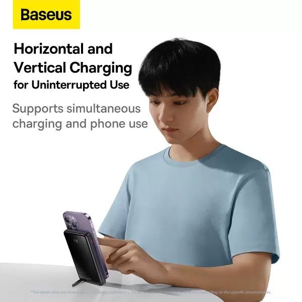 Baseus Magnetic Bracket Wireless Fast Charge 10000 mAh 20W Швидка зарядка 3A QC3.0+PD3.0 Беспровідна зарядка Black/Blue (PPCX000203)