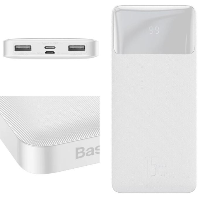 Baseus Bipow Digital Display 10 000 mAh (15W) 3A, white