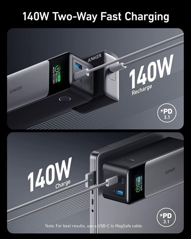 Anker 737 (PowerCore 24K) 24000 mAh, потужністю 140 Вт, Black