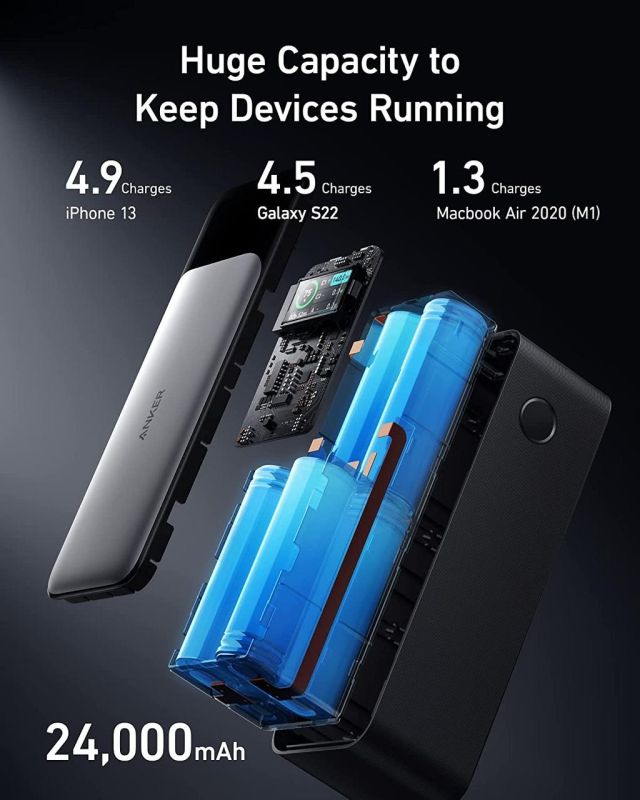Anker 737 (PowerCore 24K) 24000 mAh, потужністю 140 Вт, Black
