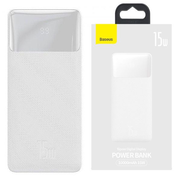 Baseus Bipow Digital Display 10 000 mAh (15W) 3A, white
