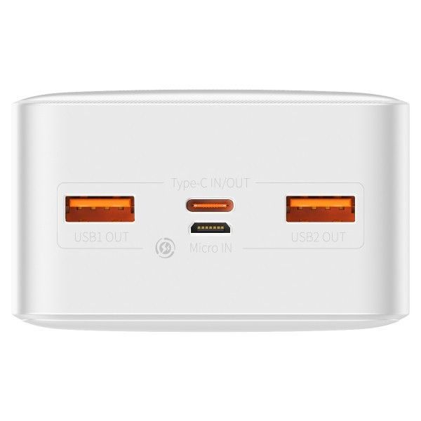 Baseus 30000 mAh 20W 3A PowerBank с быстрой зарядкойBipow Digital Display (PPDML-N02) White