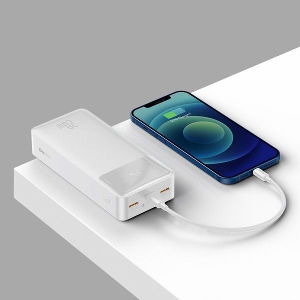 Baseus 30000 mAh 20W 3A PowerBank с быстрой зарядкойBipow Digital Display (PPDML-N02) White