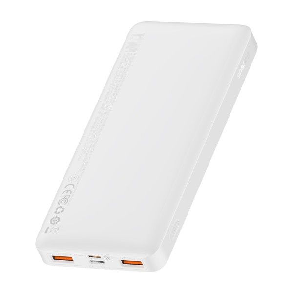 Baseus 10000 mAh 20W 3A Bipow Digital Display Швидка зарядка QC3.0+PD3.0 2USB Type-C White