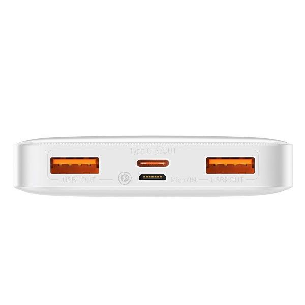 Baseus 10000 mAh 20W 3A Bipow Digital Display Швидка зарядка QC3.0+PD3.0 2USB Type-C White