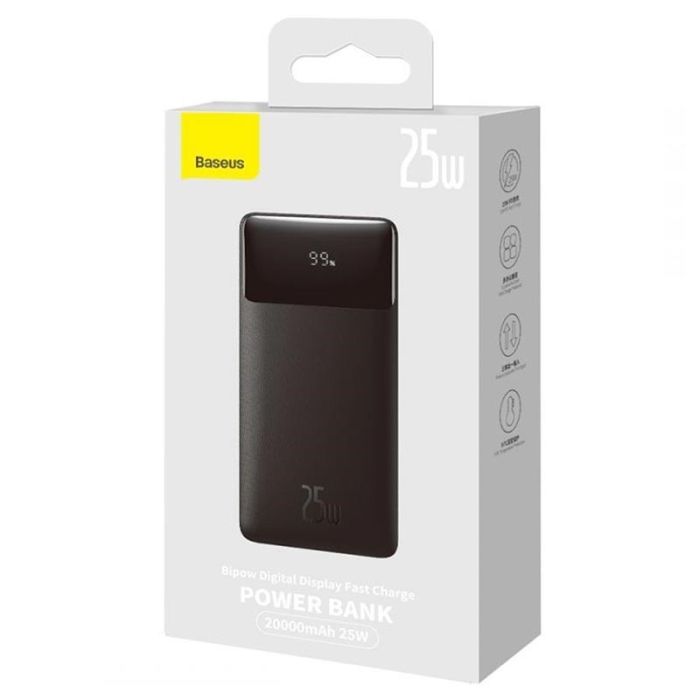 Baseus Bipow Digital Display 20000 mAh 25W швидка зарядка чорний (PPBD020301)