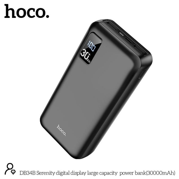 Hoco Serenity digital display large capacity DB34B 30000 mAh |2USB/Type-C, 2A| black