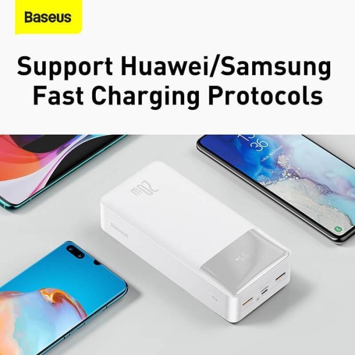 Baseus Bipow Digital Display 30000 mAh 20W 2xUSB/Type-C/microUSB білий (PPDML-N02)