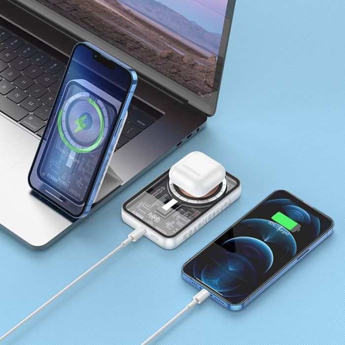 Hoco Q10 MagSafe Transparent 3-in-1 5000 mAh 20W білий