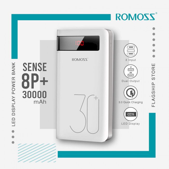 Power Bank Romoss Sense 8P+ 18W 30000mAh White (PHP30 PRO)