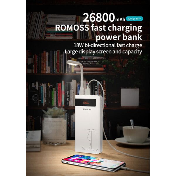 Power Bank Romoss Sense 8P+ 18W 30000mAh White (PHP30 PRO)