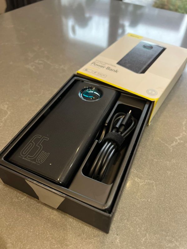 Baseus 30000 mAh 65W Black + Кабель PD Type-C 100W