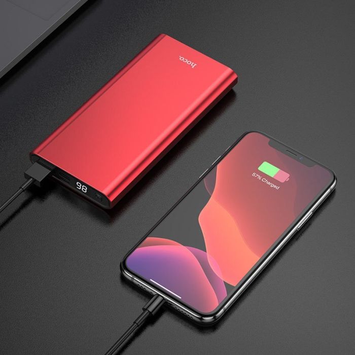 Hoco J68 (10000 mAh, 1USB + Micro + Type-C, 2A, LED дисплей) - червоний