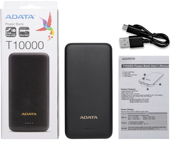 ADATA T10000 10000 mAh Black (AT10000-USBA-CBK)