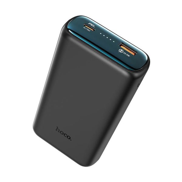 Повербанк Hoco Q1A портативна батарея з Led зарядкою (PD 22.5W, 10000mAh 1USB/1Type-C, 5V, 77Wh 3А, зі швидкою зарядкою) - Чорний