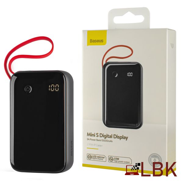 Baseus Mini S Digital Display 3A 10000 mAh Black (With IP Cable) (PPXF-E01) (2239454)