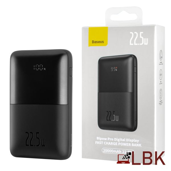 Універсальна мобільна батарея Baseus Bipow Pro Digital Display Fast Charge 20000mAh 22.5W Black (PPBD030001) (2239563)