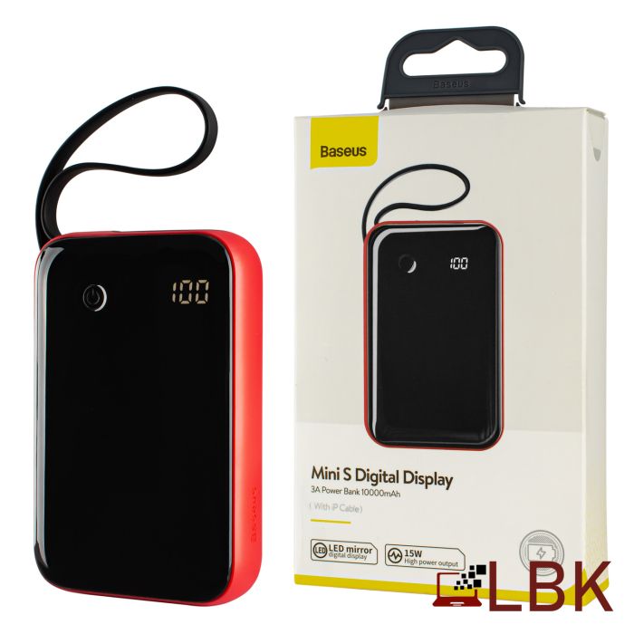 Baseus Mini S Digital Display 3A 10000 mAh Red (With IP Cable) (PPXF-E09) (2239463)
