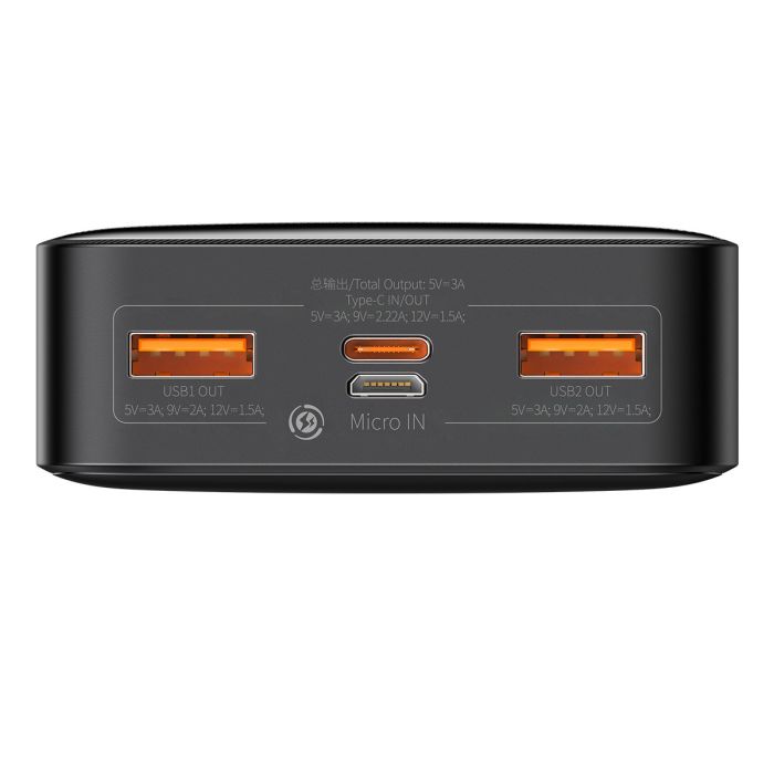 Baseus Bipow Fast Charging 20000 mAh 20W with USB-A to Micro-USB 0.25m Cable Black (PPBD050501)
