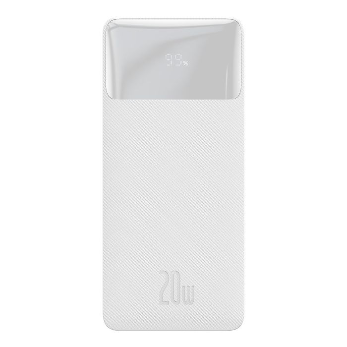 Baseus Bipow Fast Charging 10000 mAh 20W with USB-A to Micro-USB 0.25m Cable White (PPBD050502)