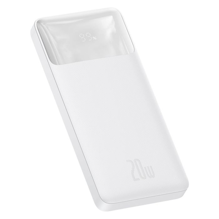 Baseus Bipow Fast Charging 10000 mAh 20W with USB-A to Micro-USB 0.25m Cable White (PPBD050502)
