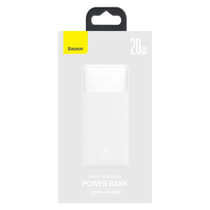 Baseus Bipow Fast Charging 10000 mAh 20W with USB-A to Micro-USB 0.25m Cable White (PPBD050502)