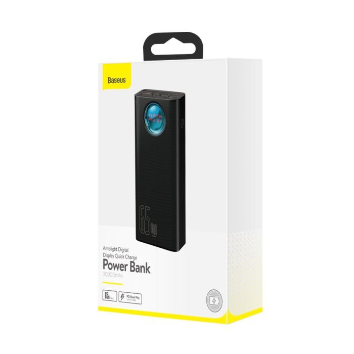 Baseus Amblight Digital Display Fast Charge 30000 mAh 65W Black (PPLG000101)