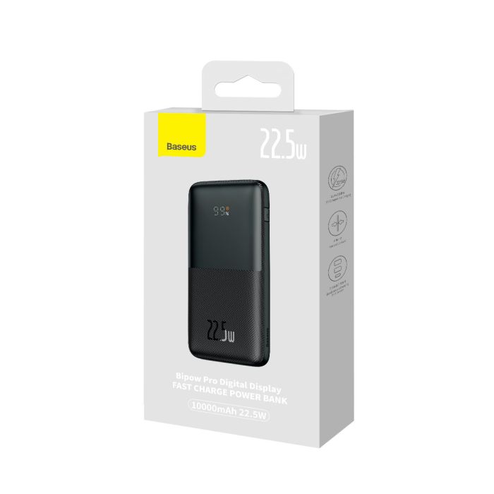 Baseus Bipow Pro 10000 mAh 22.5W with USB-A to USB-C 0.3m Cable Black (PPBD040001)