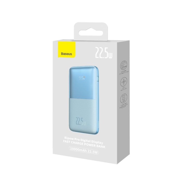 Baseus Bipow Pro 10000 mAh 22.5W with USB-A to USB-C 0.3m Cable Blue (PPBD040003)