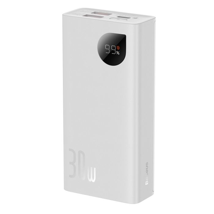 Baseus Adaman 2 Digital Display Fast Charge 10000 mAh 30W with USB-A to USB-C Cable White (PPAD040002)