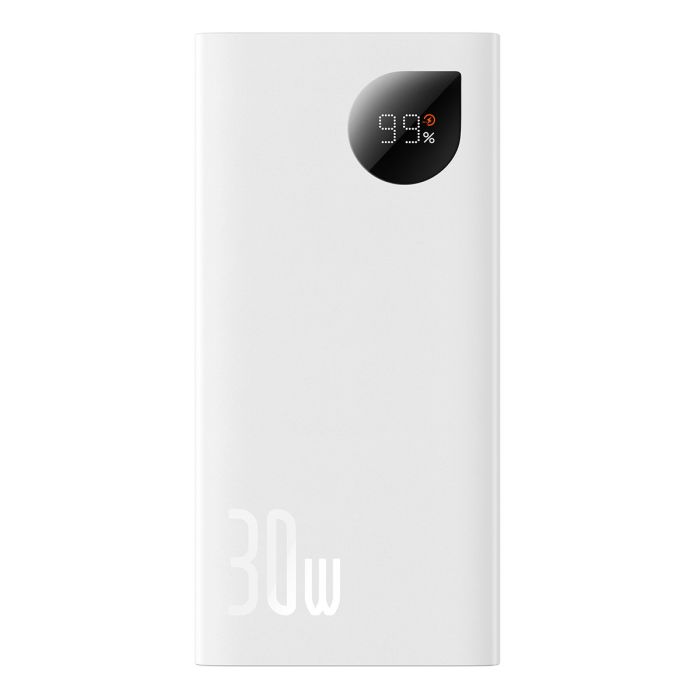 Baseus Adaman 2 Digital Display Fast Charge 10000 mAh 30W with USB-A to USB-C Cable White (PPAD040002)